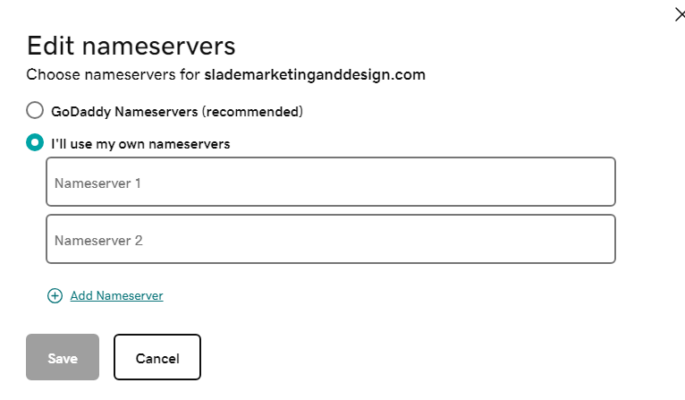 How to Copy Your Website to a Second Domain in 4 Easy Steps 3 GoDaddy nameserver setup screenshot