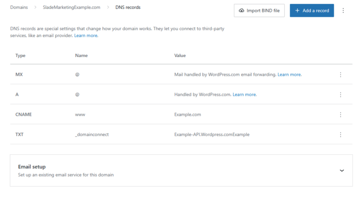 How to Manage DNS Zone on WordPress.com in 4 Quick Steps 4 DNS records example on WordPress.com